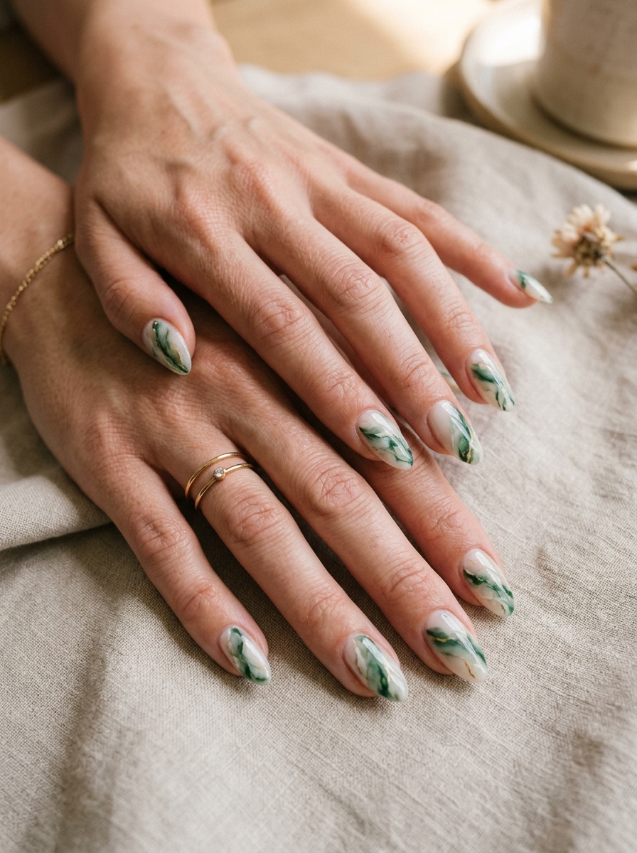 Green Marble Nails